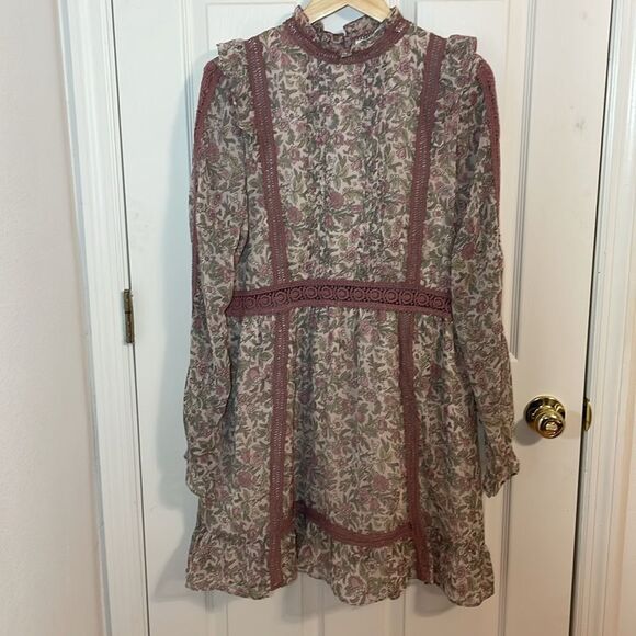 NWT TopShop Dress, Calico flowers, Rose Pink, 12 - Picture 2 of 11